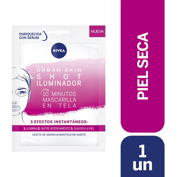 Mascarilla Tela Nivea Urban Skin Shot Iluminador 10 Min 1un