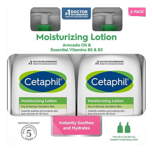 Kit de loción hidratante Cetaphil, piel sensible seca a normal