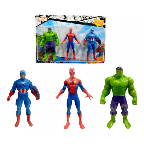 Muñecos Articulados X3 Vengadores Avengers Marvel Spiderman