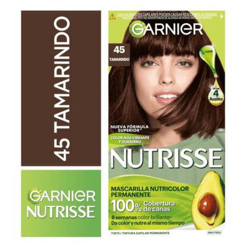 Kit Tinte Garnier  Nutrisse regular clasico Mascarilla nutricolor permanente tono 45 tamarindo para cabello