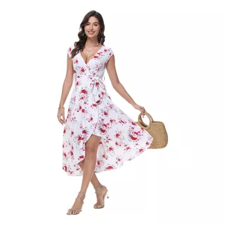 Vestido Largo Moda  Elegante Con Estampado Floral Para Mujer