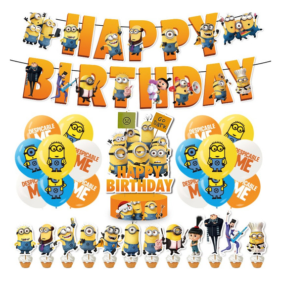 Kit Fiesta Minions Globos De Cumpleaños Decoración