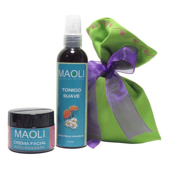 Pack Anti Rosácea Maoli, Crema, Tónico, Pétalos Reutilizable