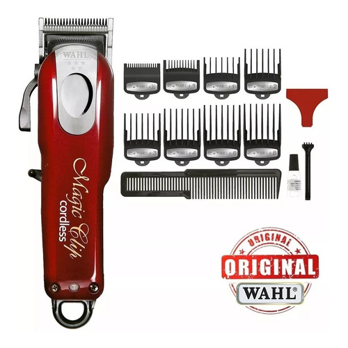 Cortadora de pelo Wahl Professional 5 Star Cordless Magic Clip 8148 plateada y roja 220V