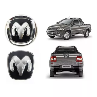 Kit Emblema Preto Traseiro E Dianteiro Dodge Ram Strada 2015