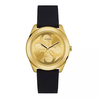 Reloj Guess G-twist W0911l3 Cuero De Mujer Agente Liniers Color De La Malla Negro Color Del Bisel Dorado Color Del Fondo Dorado