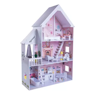 Casa De Muñecas De Madera Con Muebles, Linda, Casita De Juguete Con 14 Muebles Y Accesorios, Juguete Kids House  Para Niñas, Diseño Resistente Y Duradero, Tamaño Grande