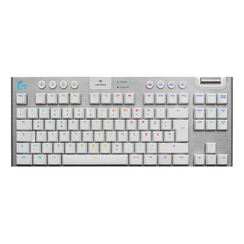 Teclado gamer bluetooth Logitech G Serie G G915 TKL QWERTY GL Tactile inglés US color blanco con luz RGB