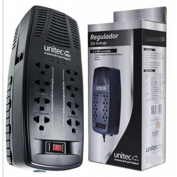 Regulador De Voltaje Automático Unitec 8 Tomas 2000va /1000w