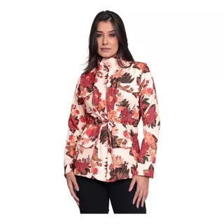 Jaqueta Feminina Outono Inverno Floral Max Casual Tendência