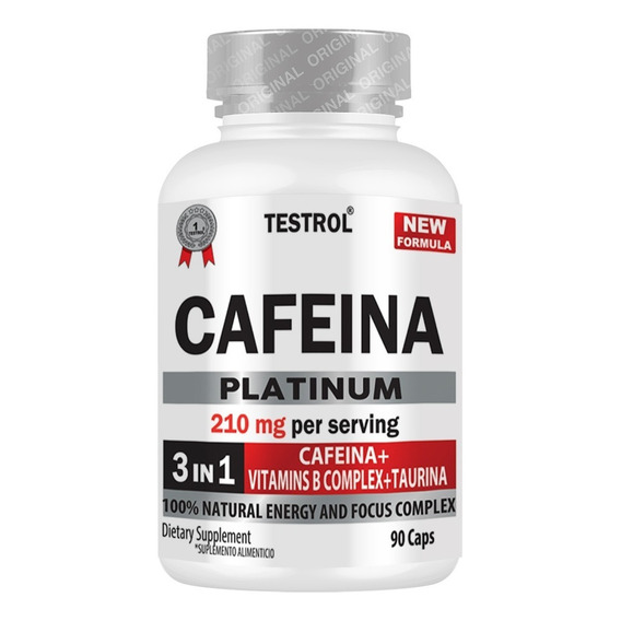 Cafeína 210 Mg | Testrol | Platinum | 90 Caps Sabor Sin sabor