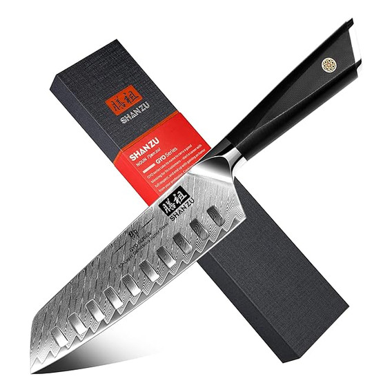 Cuchillo Santoku, Cuchillo De Cocina Damasco De Acero