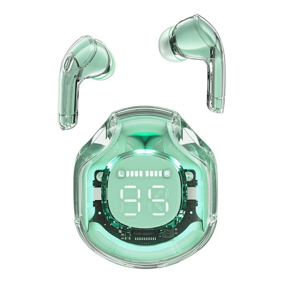 Audífonos Inalámbricos Acefast T8 Cristal Led Ipx4 Táctil Color Verde