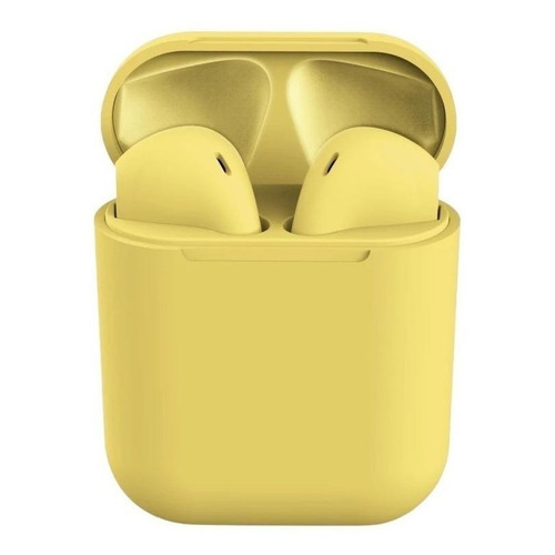 Auriculares in-ear inalámbricos i12 TWS amarillo con luz LED