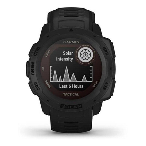 Reloj de pulsera con Garmin Instinct Solar Graphite Ww, color negro, caja negra, correa, color negro, bisel, color negro