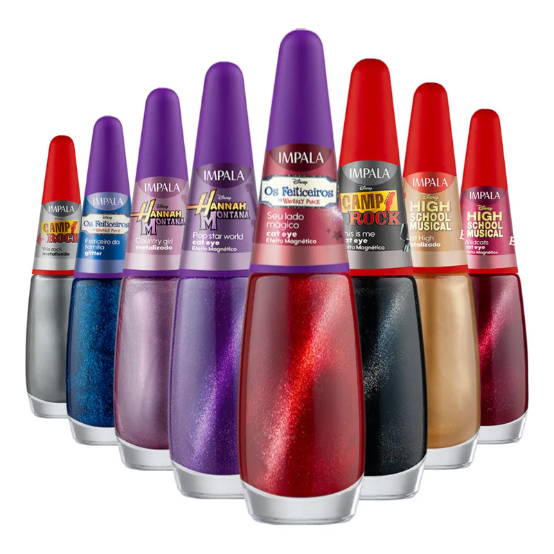Kit 8 Esmaltes Impala Coleção Disney Channel 7,5ml Cat Eye