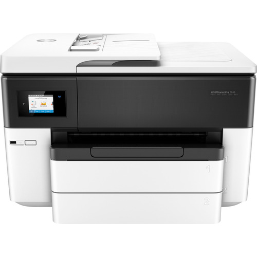 Impresora portátil a color multifunción HP OfficeJet Pro 7740 con wifi blanca y negra 100V/240V