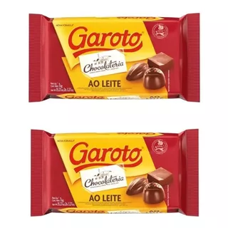2 Barra Chocolate Cobertura Ao Leite Garoto 1kg -o Melhor
