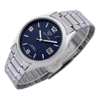 Reloj New York Hombre Ny180 Calendario Malla De Acero Inox.