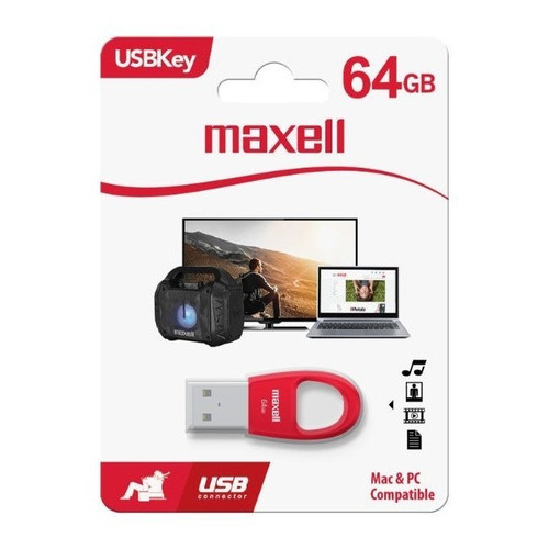 Maxell USBK-64 pendrive 64gb 2.0 color rojo usbkey llavero