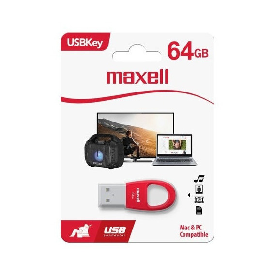 Maxell USBK-64 pendrive 64gb 2.0 color rojo usbkey llavero