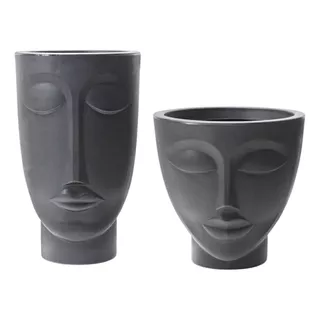 Conjunto Kit Vaso Face Mulher N25 + Homem N36 Preto Totem