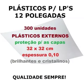 300 Plásticos Externos 0,10 Proteção P/ Capa Lp Disco Vinil