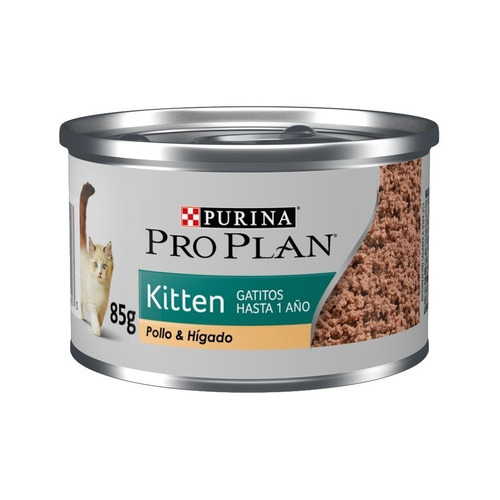 Alimento Pro Plan OptiStart Kitten para gato de temprana edad sabor pollo y hígado en lata de 85g