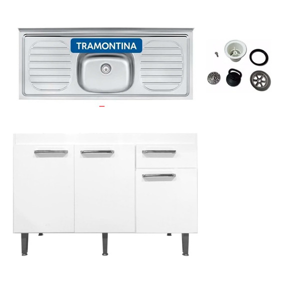 Mueble Bajo Mesada + Pileta Inox Tramontina La Tentación