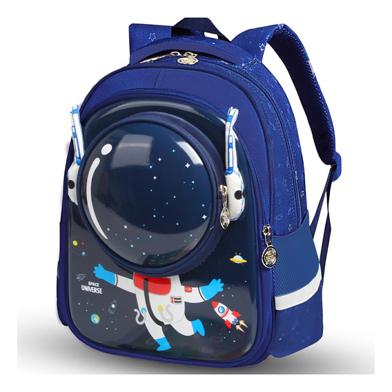 Mochila Escolar Infantil Astronauta Jardin Kinder Impermeabl