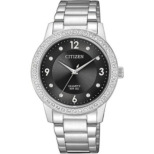 Citizen Quartz Crystal Black Dial El3090-81h ..... Dcmstore Color de la correa Plata Color del bisel Plata Color del fondo Negro