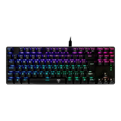 Teclado gamer T-Dagger Bora T-TGK315 QWERTY español color negro con luz RGB