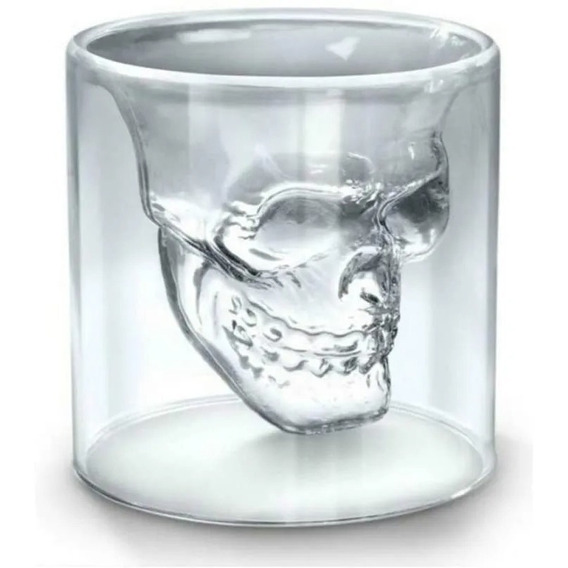 Vaso Calavera Cristal Whisky Rojo 75 Ml De Vidrio 7 Cm