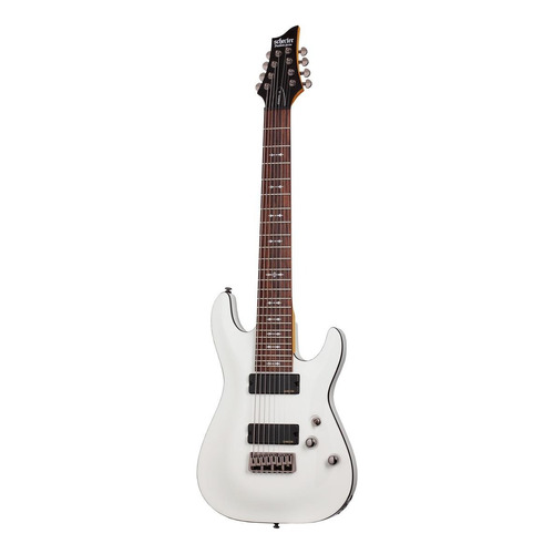 Guitarra eléctrica Schecter Omen-8 de tilo vintage white brillante con diapasón de palo de rosa