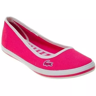 Zapatillas Panchas Lacoste Rosa Mujer Lona Comodas Livianas