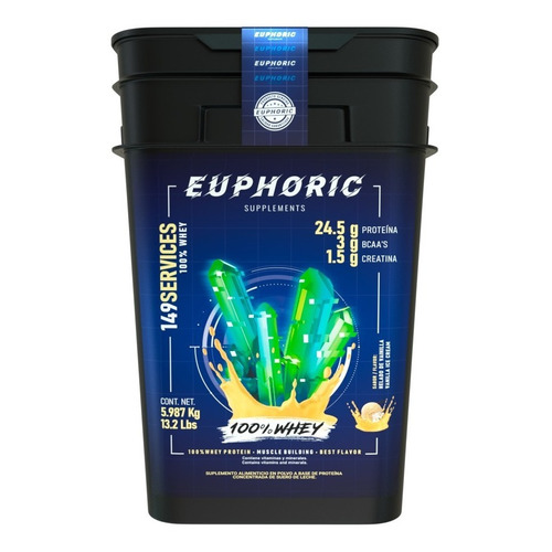 Euphoric Proteina 100% Whey 149 Servicios 13lbs 5.987kg Sabor Flan De Nuez