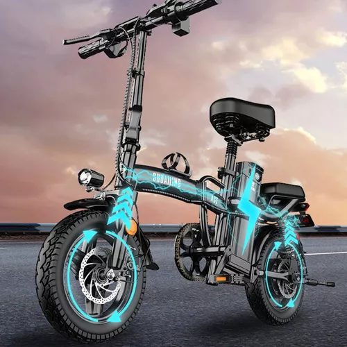 Moto Bicicleta Electrica Plegable Para Dos Pasajeros 25km Velocidad Soporta  200kg Recargable 65km Color Rojo