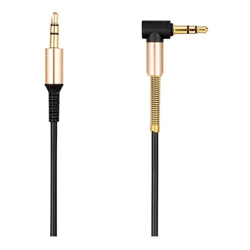 Cable Auxiliar De Audio 3,5mm Macho A Macho 90º Estéreo Color Negro