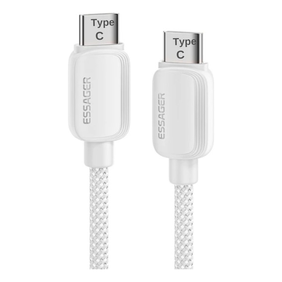 Cable Tipo C Essager 5A Carga Rápida 100W Para iPhone 15/ 15 Pro Max/ Macbook/ iPad/ Samsung/ Huawei - 1 Metro