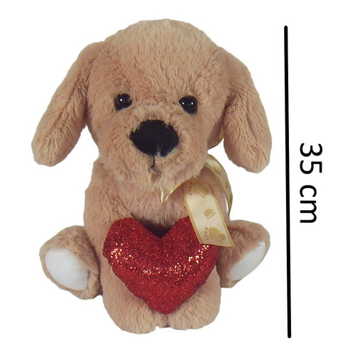 Peluche Perro Con Corazon 35 Cm Color Beige