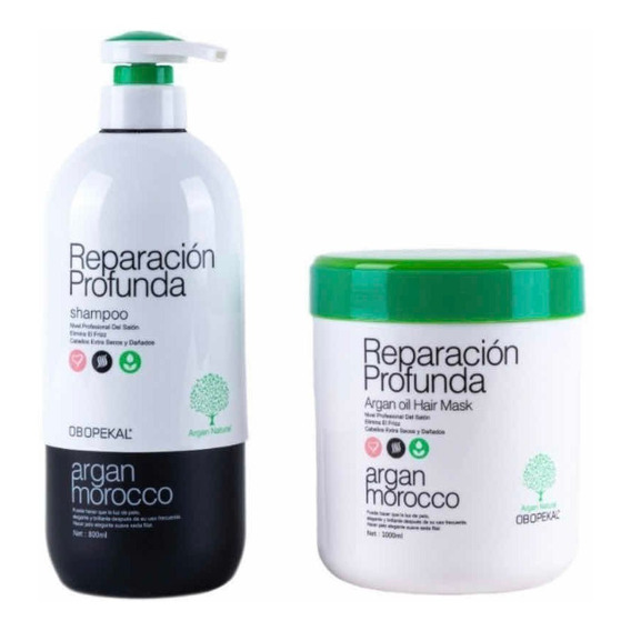 Shampoo Argan Obopekal + Crema Reparación  Profunda 1000g