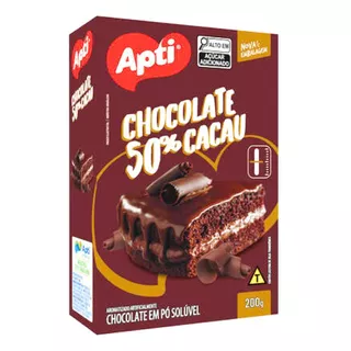 Chocolate Em Pó Apti 50% Cacau Caixa 200g 1unidade Promoção 
