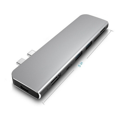 Adaptador Hub 7 En 1 Para Macbook Pro, Usb C + Hdmi 4k + Thunderbolt Color Space Grey