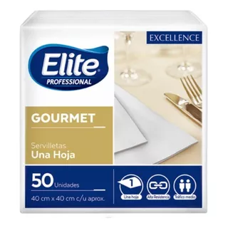 Servilleta Gourmet Elite Excellence Blanca 50 X 12 - Ip1433