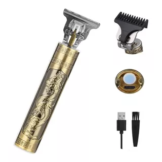 Máquina Profissional Acabamento Cabelo Barba Recarregávelusb Cor Dourado 110v/220v