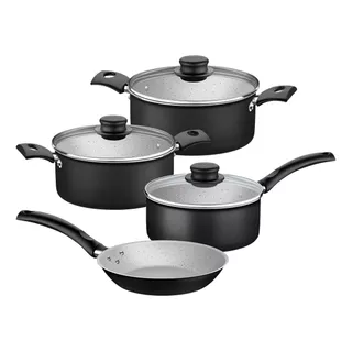 Batería De Cocina Tramontina Turim 20298/076 Con 7 Piezas Negro