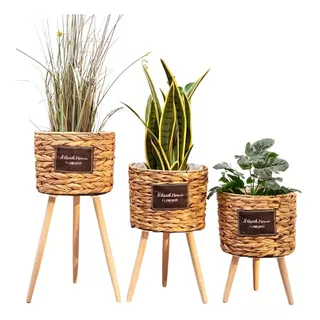 Set 3 Macetas Seagrass Yute Fibras Naturales Canastos Lcm