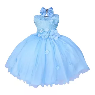 Vestido Infantil Formatura E Batizado Daminha Luxo Com Tiara