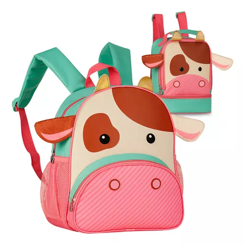 Mochila para niña, mochila de guardería con lonchera, diseño de tela lisa y  frondosa para mascotas pequeñas