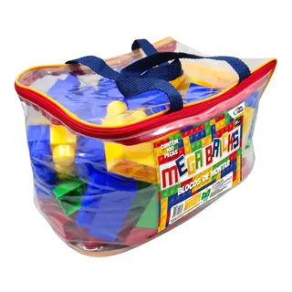 Bolsa Com Blocos De Montar Mega Bricks 100pçs Pais E Filhos